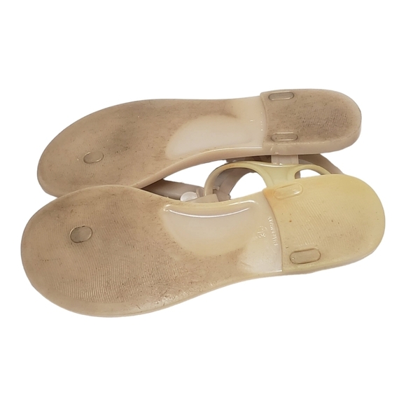 Chanel Camelia Rubber Flat Slingback Sandals SZ 36 Beige - Picture 5 of 16